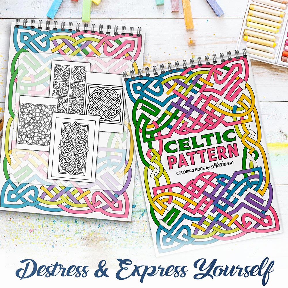 NETHOUSE Celtic Pattern Spiral Coloring Book for Adults