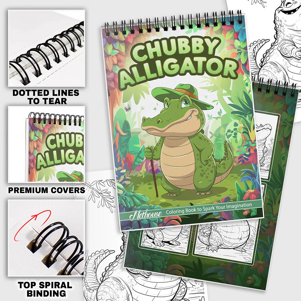 NETHOUSE Chubby Alligator Coloring Pages For Adults