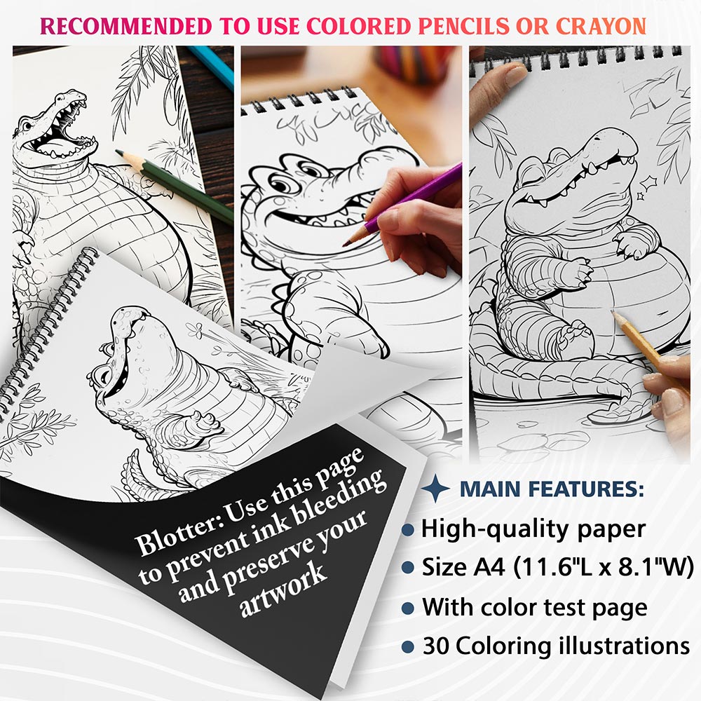NETHOUSE Chubby Alligator Coloring Sheets For Adults