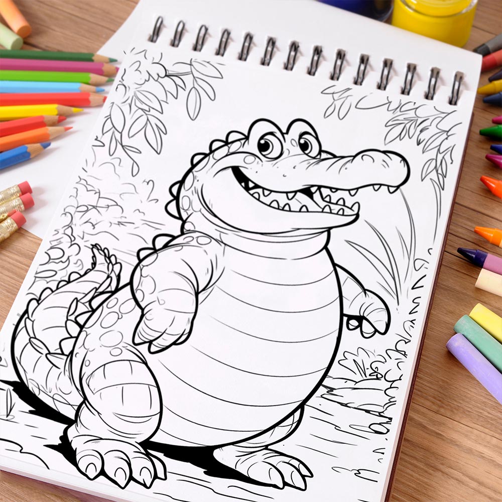 NETHOUSE Chubby Alligator Coloring Book Spiral Bound For Adults