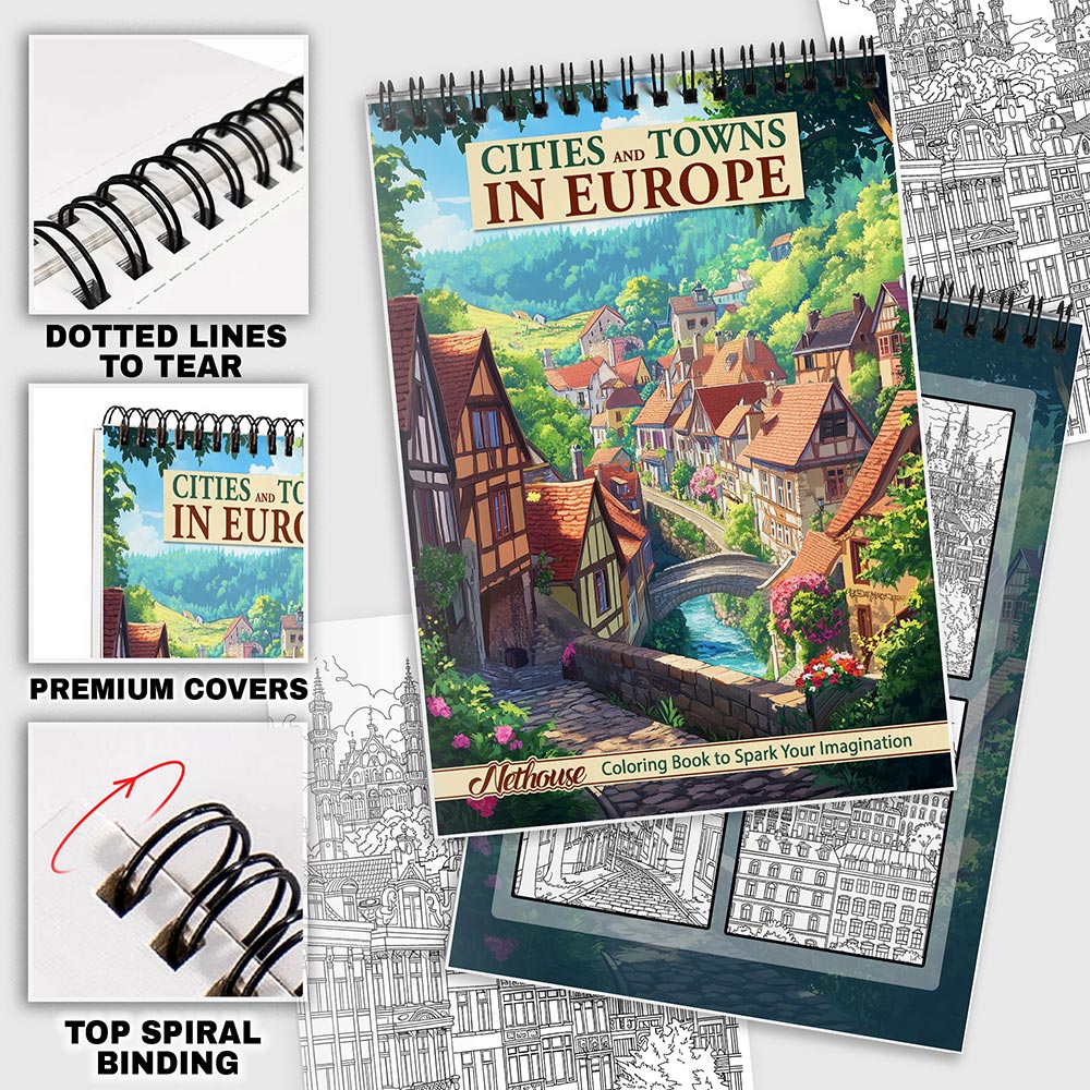 NETHOUSE Cities and Towns in Europe Coloring Pages For Adults