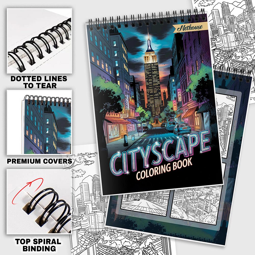 NETHOUSE Cityscape Coloring Pages For Adults