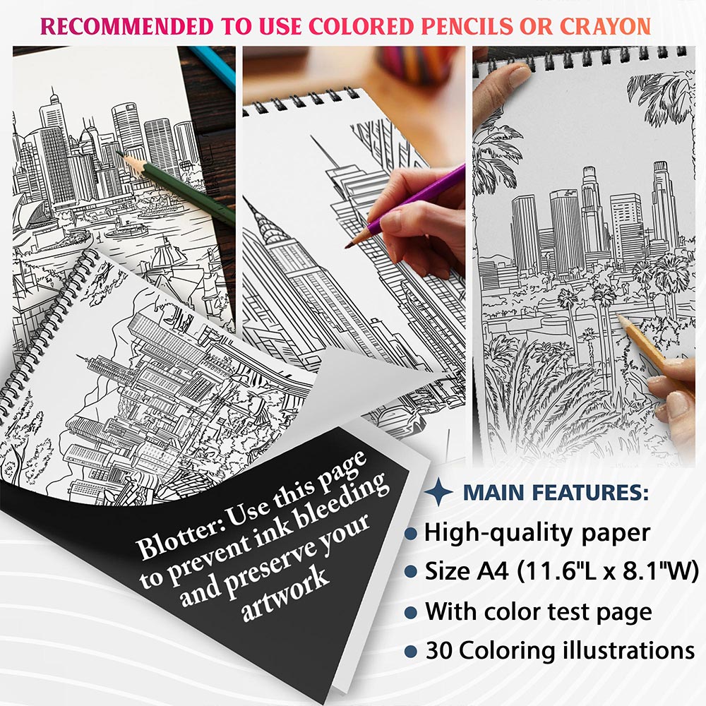 NETHOUSE Cityscape Coloring Sheets For Adults