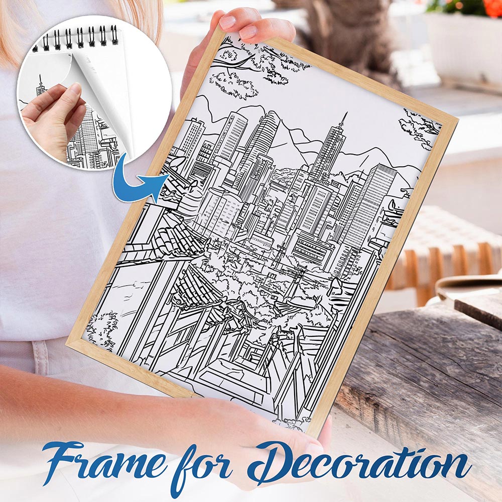 NETHOUSE Cityscape Spiral Bound Coloring Book For Adults