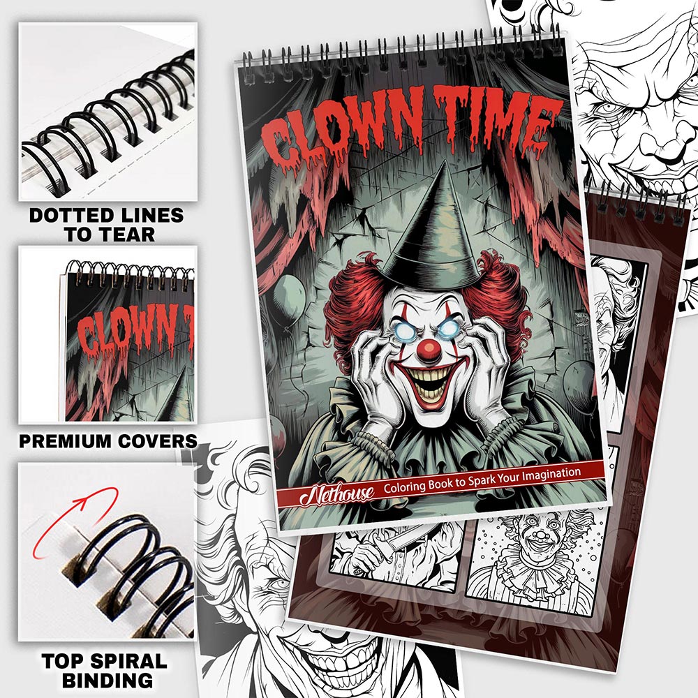 NETHOUSE Clown Time Coloring Pages For Adults