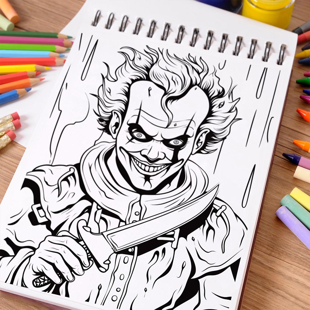 NETHOUSE Clown Time Coloring Book Spiral Bound For Adults