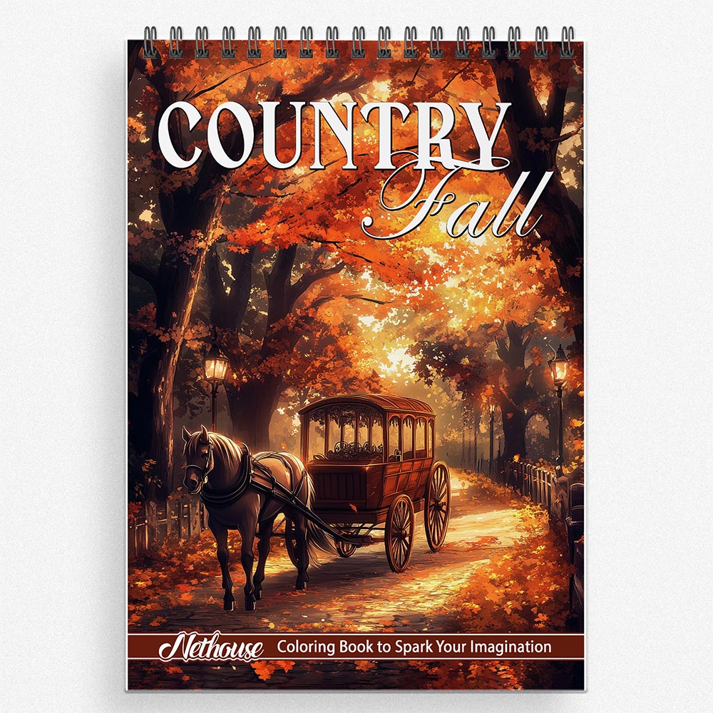 NETHOUSE Country Fall Coloring Book For Adults