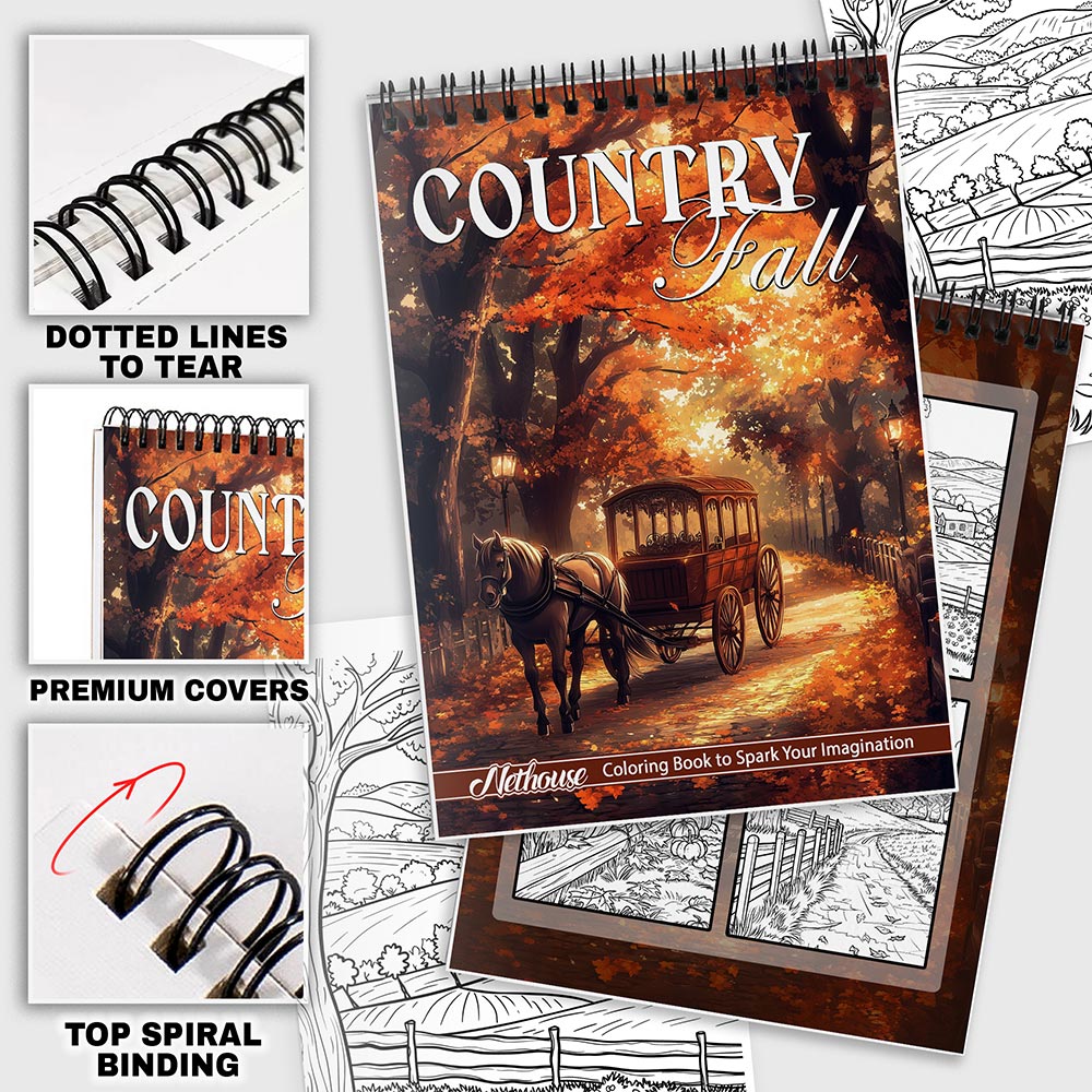 NETHOUSE Country Fall Coloring Pages For Adults