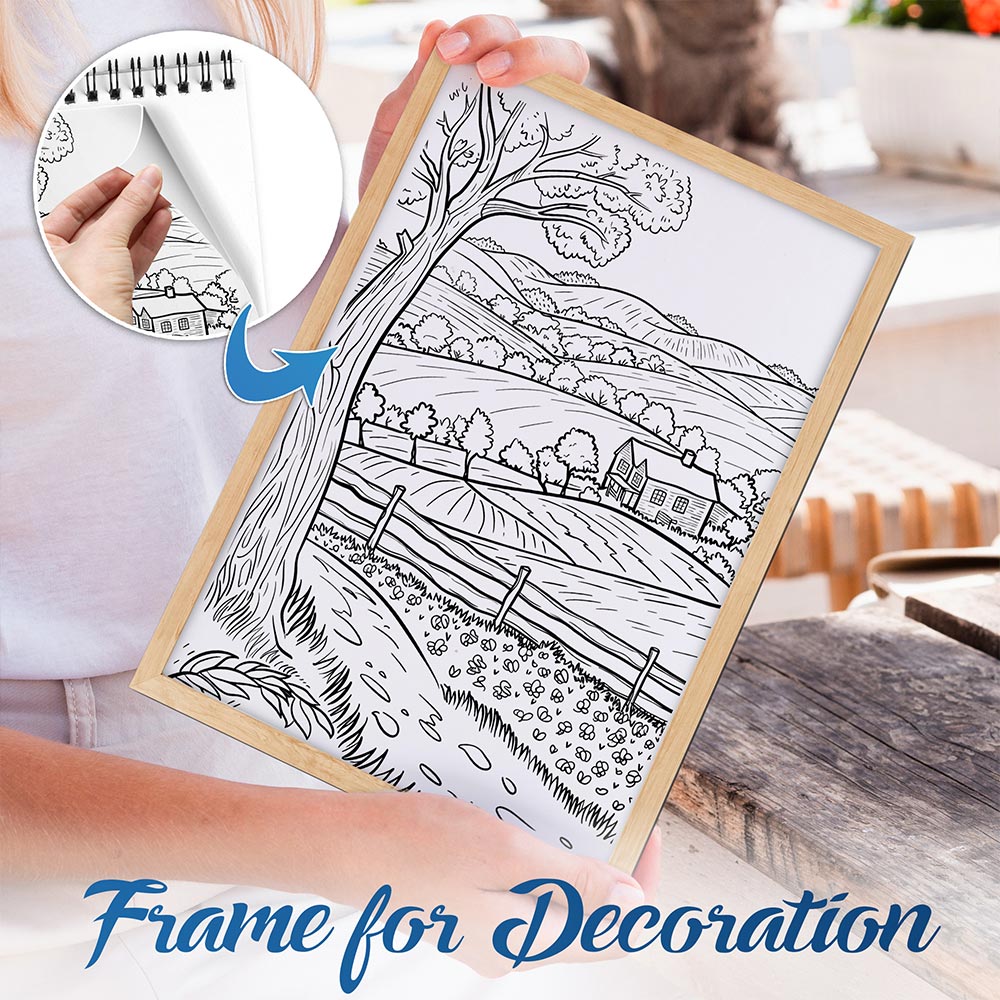 NETHOUSE Country Fall Spiral Bound Coloring Book For Adults