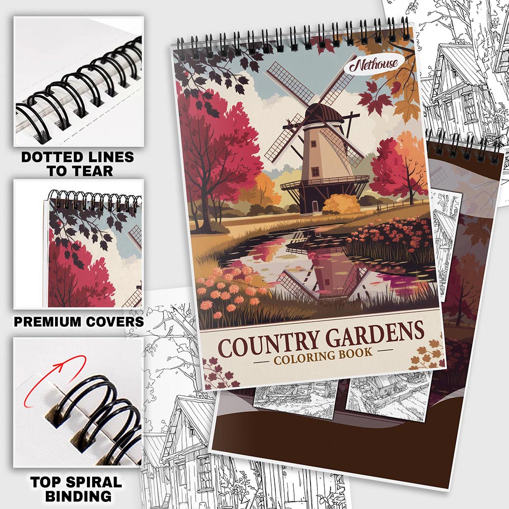 NETHOUSE Country Gardens Coloring Pages For Adults