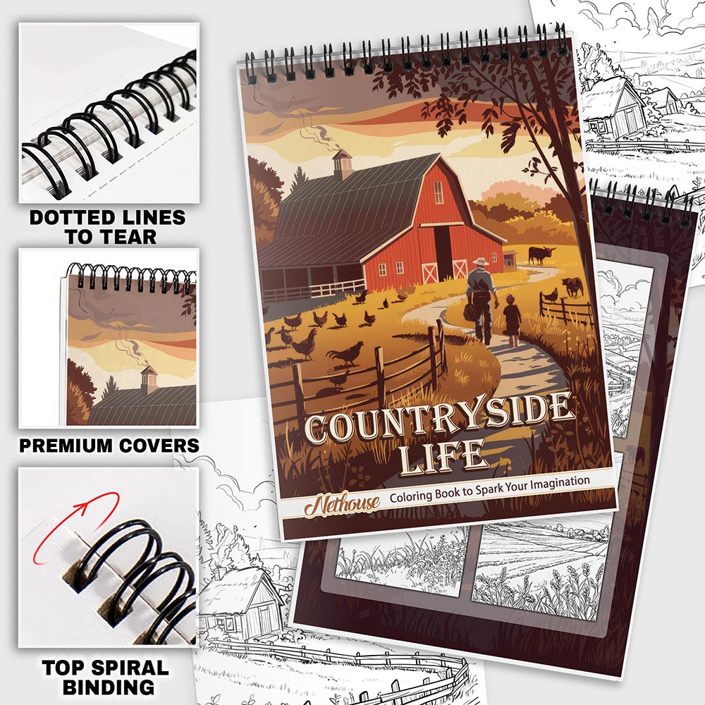 NETHOUSE Countryside Life Coloring Pages For Adults