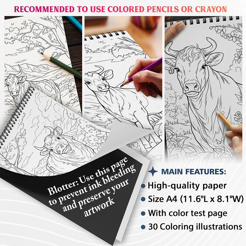 NETHOUSE Cow Coloring Sheets For Adults