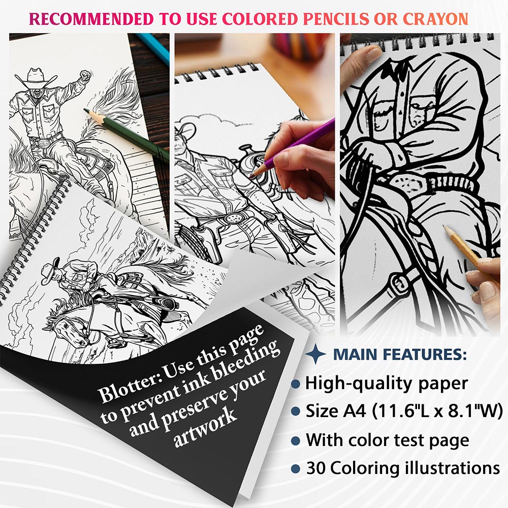 NETHOUSE Cowboy Coloring Sheets For Adults