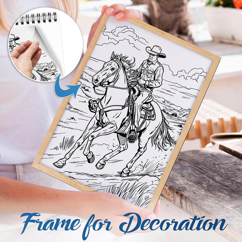 NETHOUSE Cowboy Spiral Bound Coloring Book For Adults