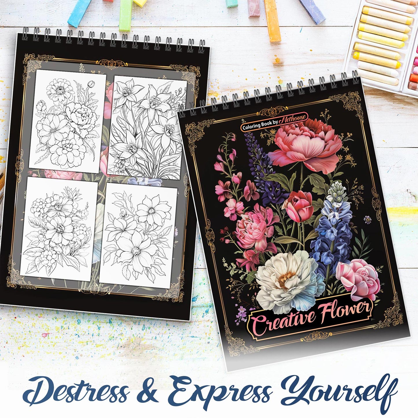 NETHOUSE Creative Flower Spiral Coloring Book For Adults