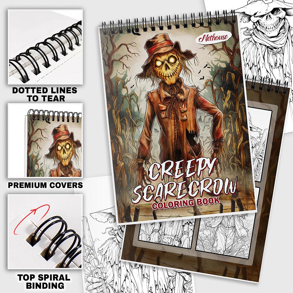 NETHOUSE Creepy Scarecrow Coloring Pages For Adults