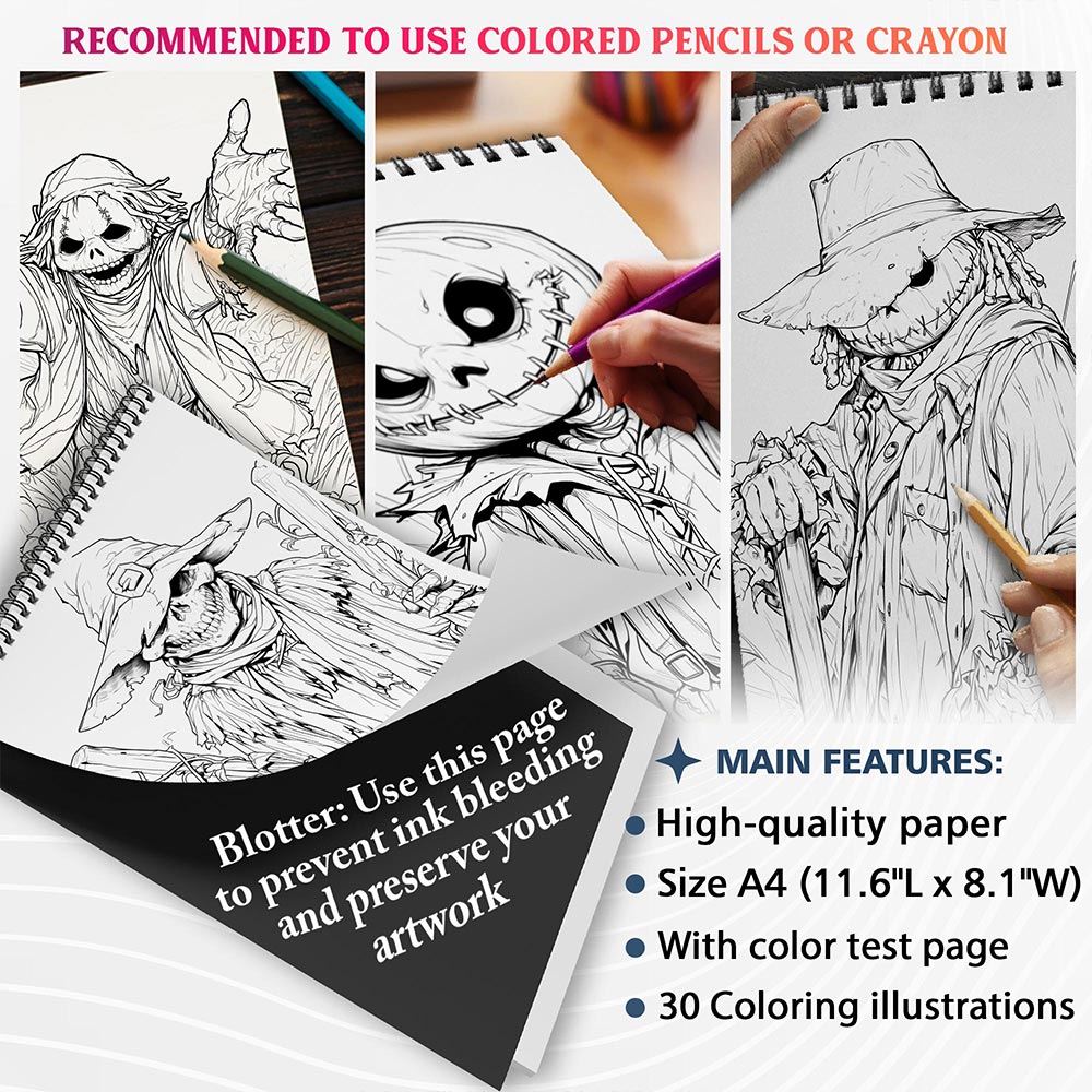 NETHOUSE Creepy Scarecrow Coloring Sheets For Adults