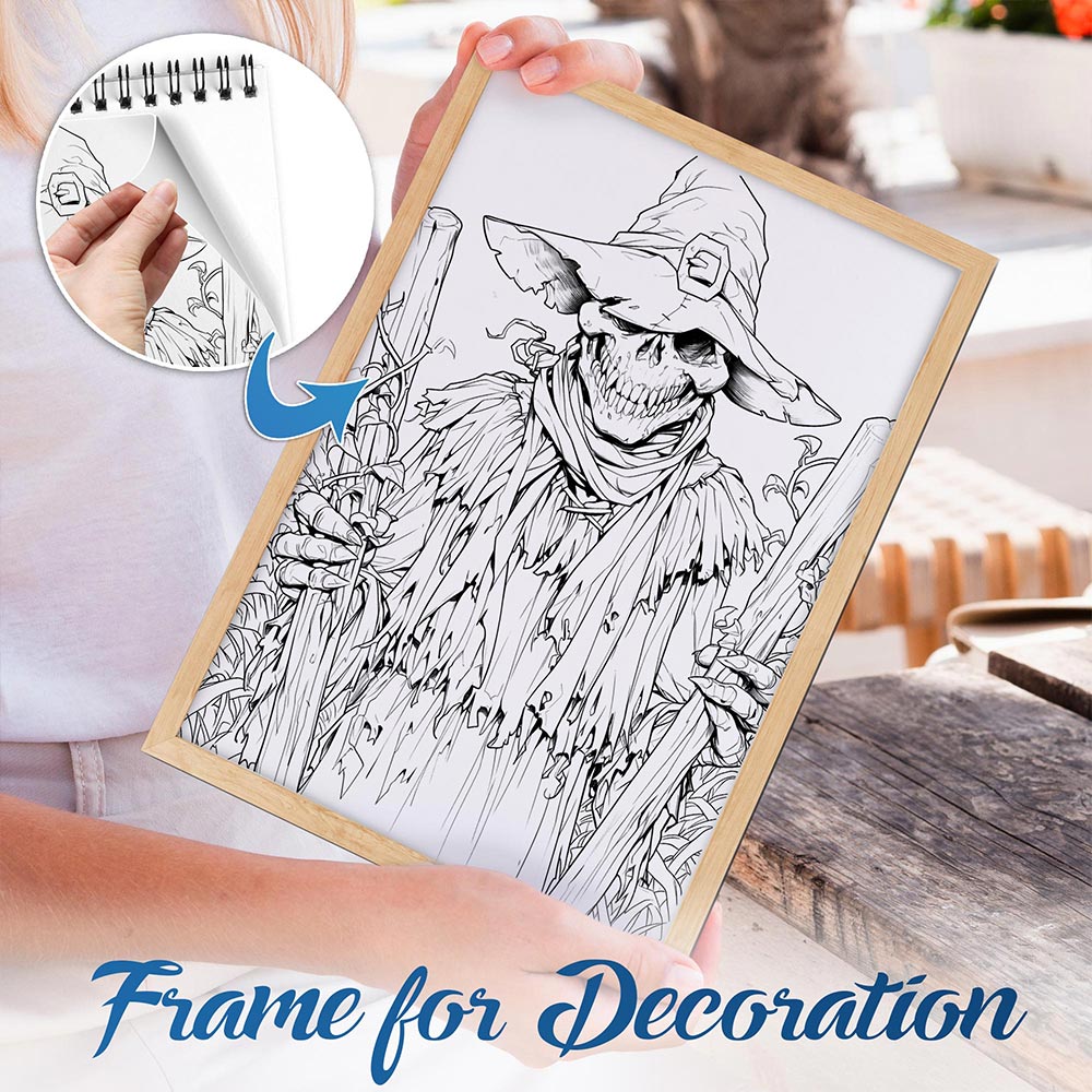 NETHOUSE Creepy Scarecrow Spiral Bound Coloring Book For Adults