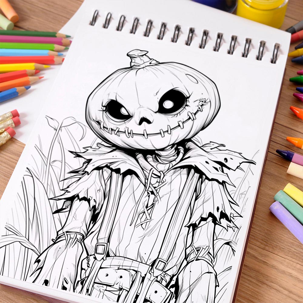 NETHOUSE Creepy Scarecrow Coloring Book Spiral Bound For Adults