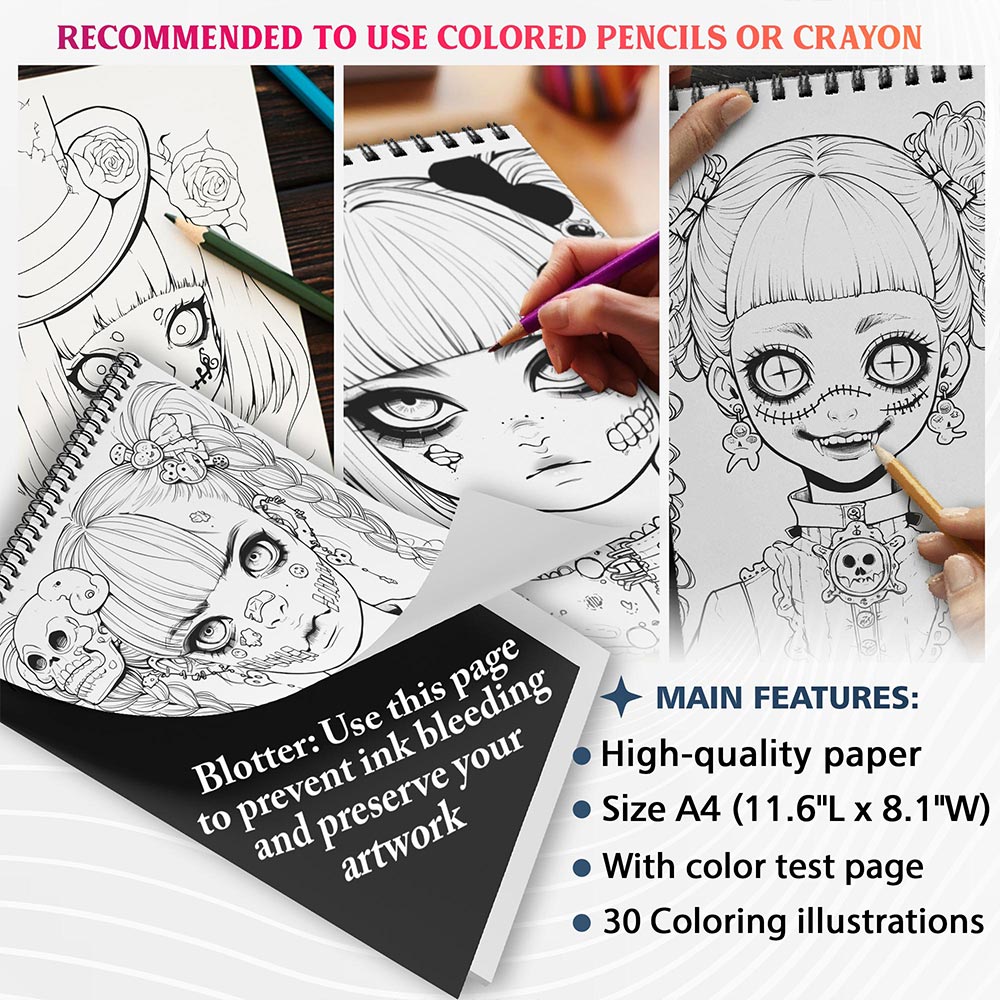 NETHOUSE Cute And Creepy Coloring Sheets For Adults