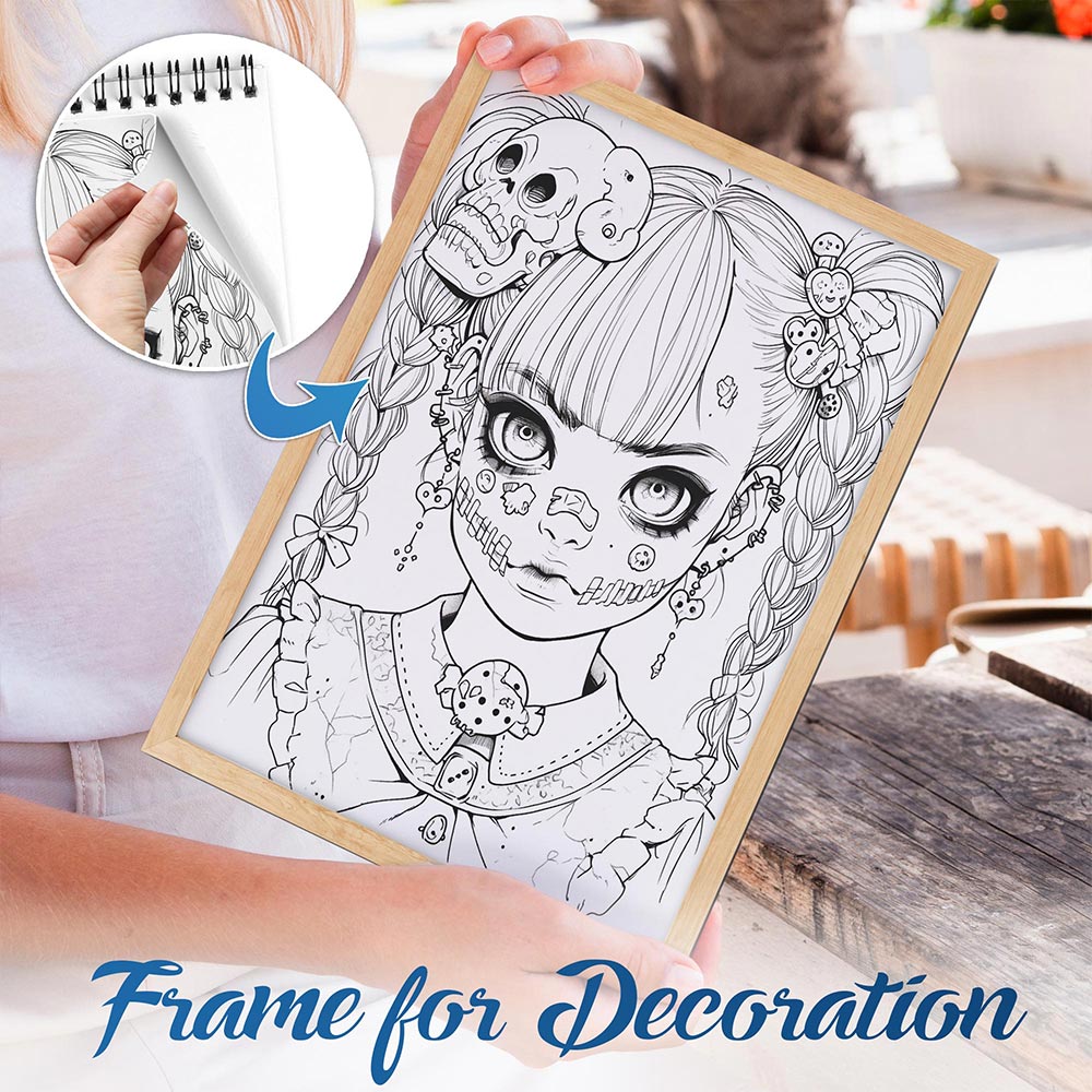NETHOUSE Cute And Creepy Spiral Bound Coloring Book For Adults
