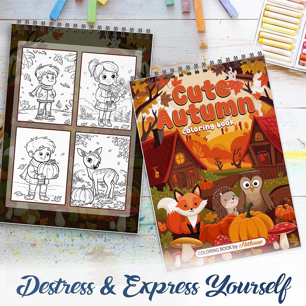 NETHOUSE Cute Autumn Spiral Coloring Book For Adults