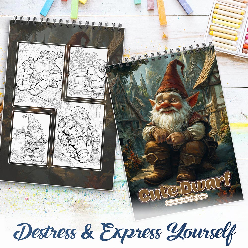 NETHOUSE Cute Dwarf Spiral Coloring Book For Adults