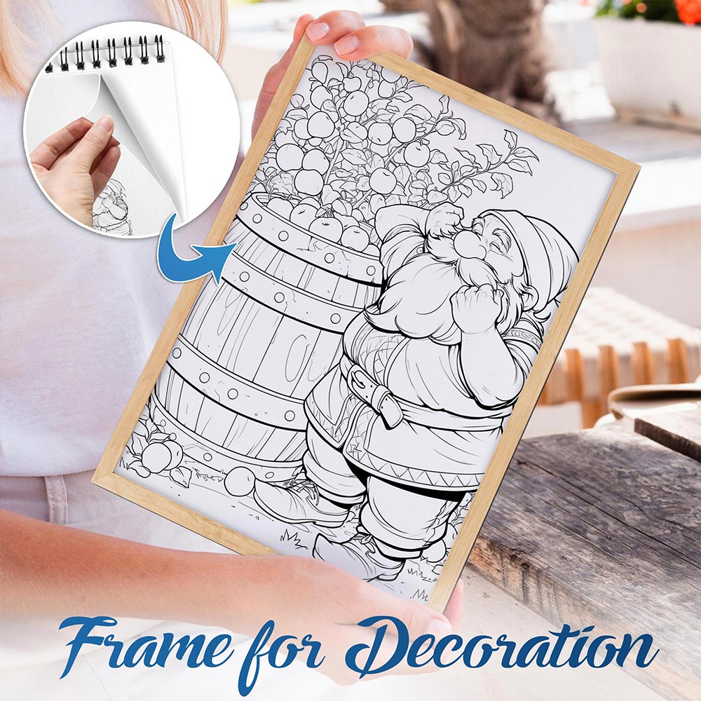 NETHOUSE Cute Dwarf Spiral Bound Coloring Book For Adults