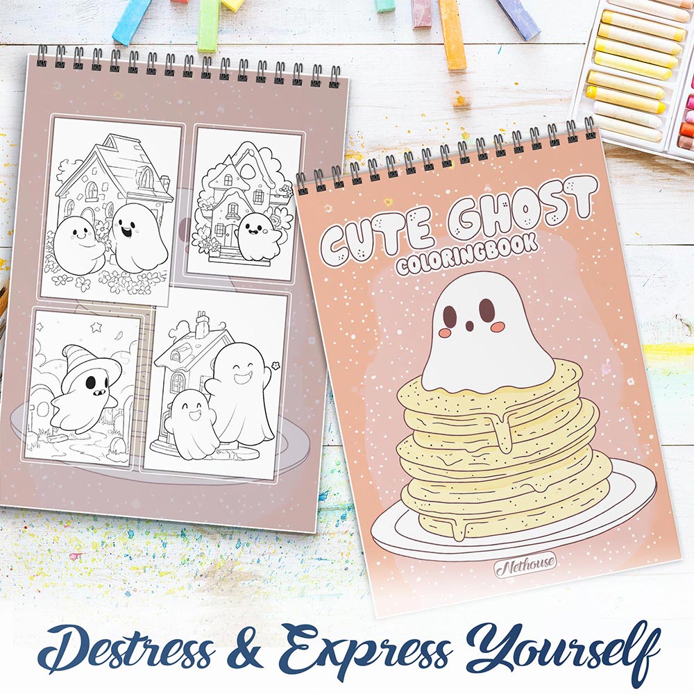 NETHOUSE Cute Ghost Spiral Coloring Book For Adults
