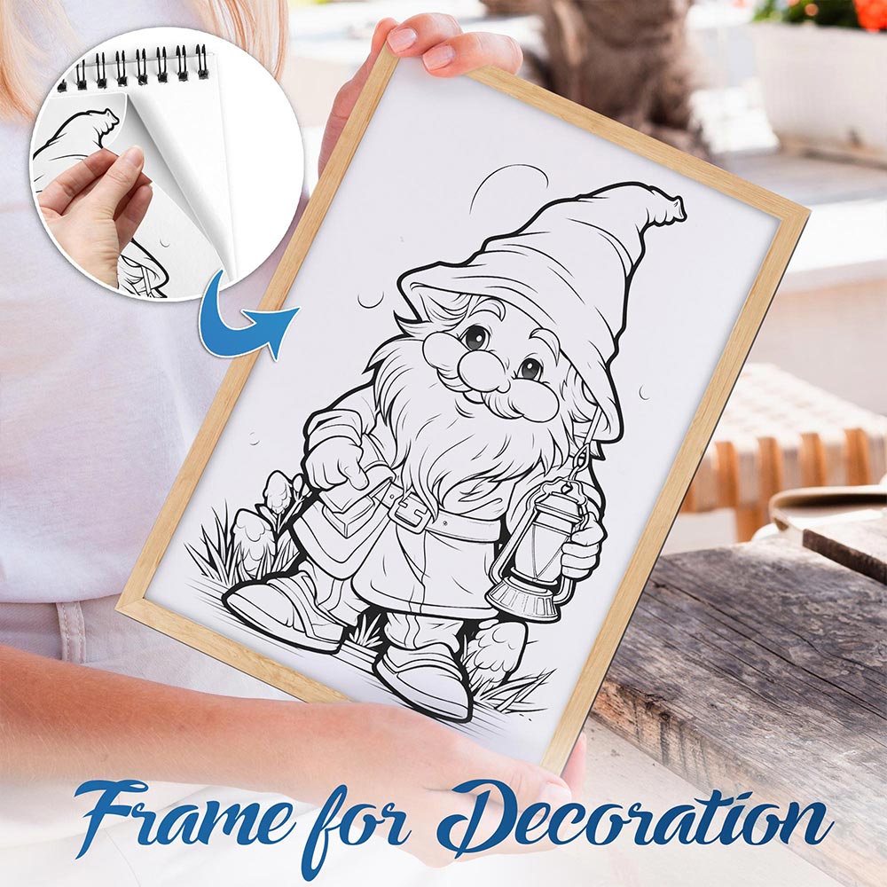 NETHOUSE Cute Gnomes Spiral Bound Coloring Book For Adults