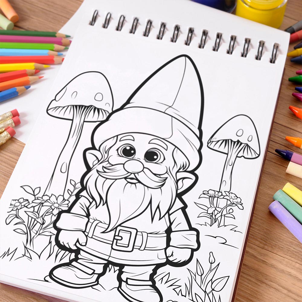 NETHOUSE Cute Gnomes Coloring Book Spiral Bound For Adults