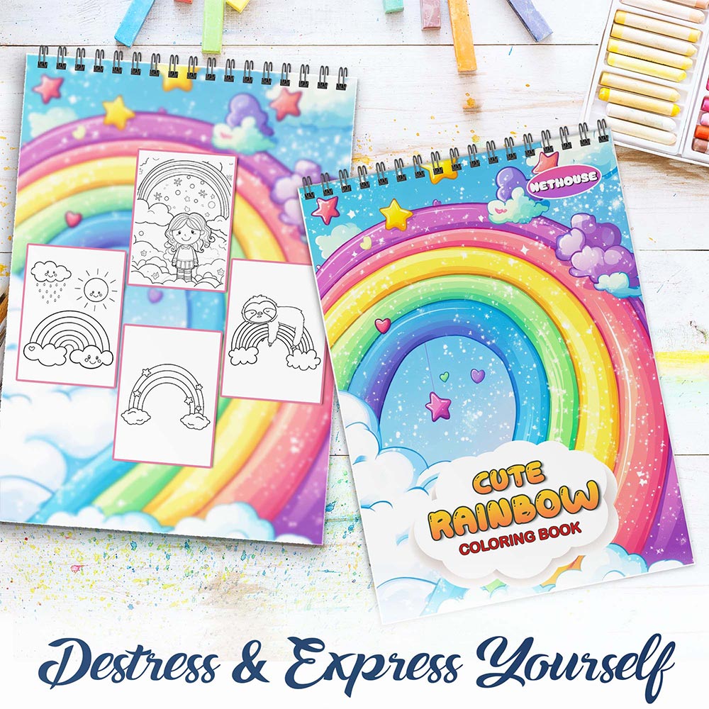 NETHOUSE Cute Rainbow Spiral Coloring Book for Adults