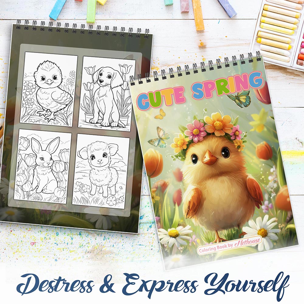 NETHOUSE Cute Spring Spiral Coloring Book For Adults