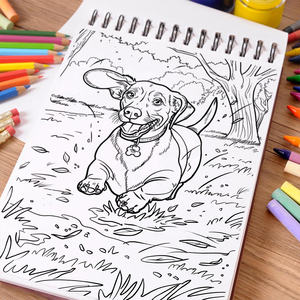 NETHOUSE Dachshund Coloring Book Spiral Bound for Adults