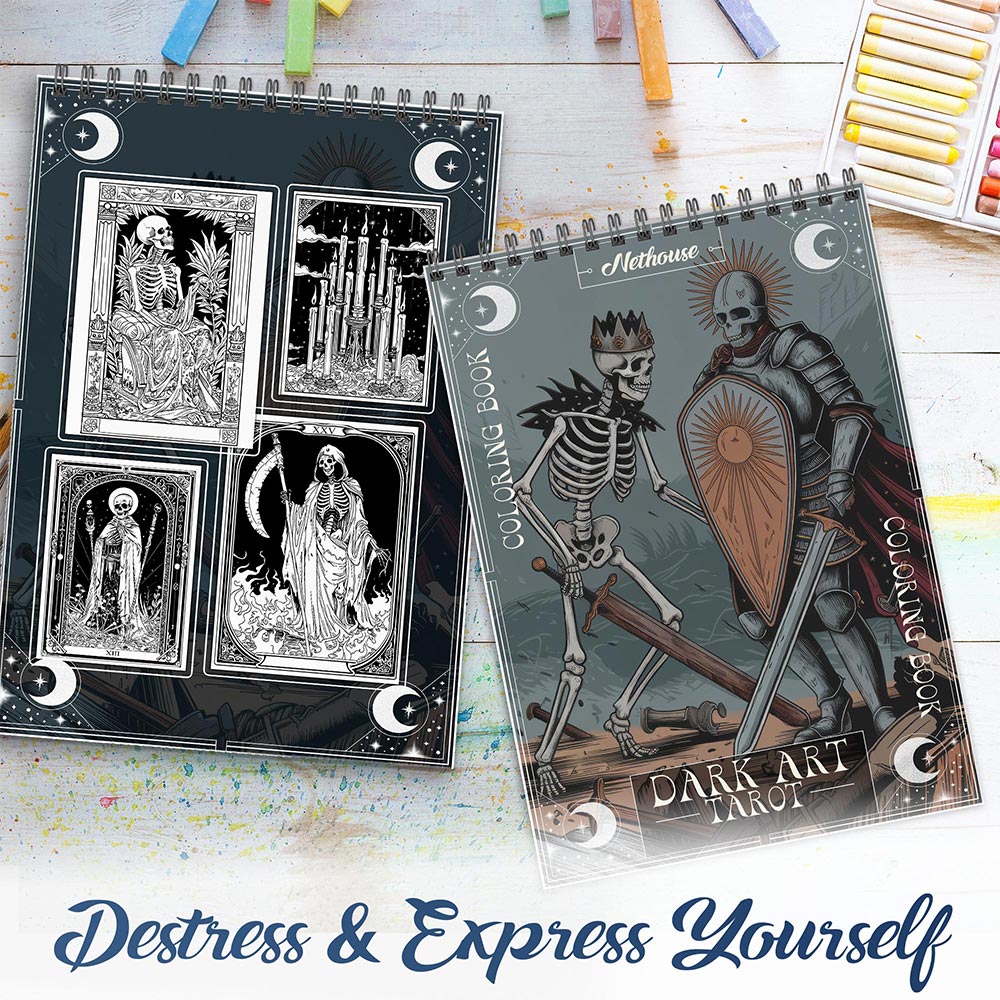 NETHOUSE Dark Art Tarot Spiral Coloring Book For Adults