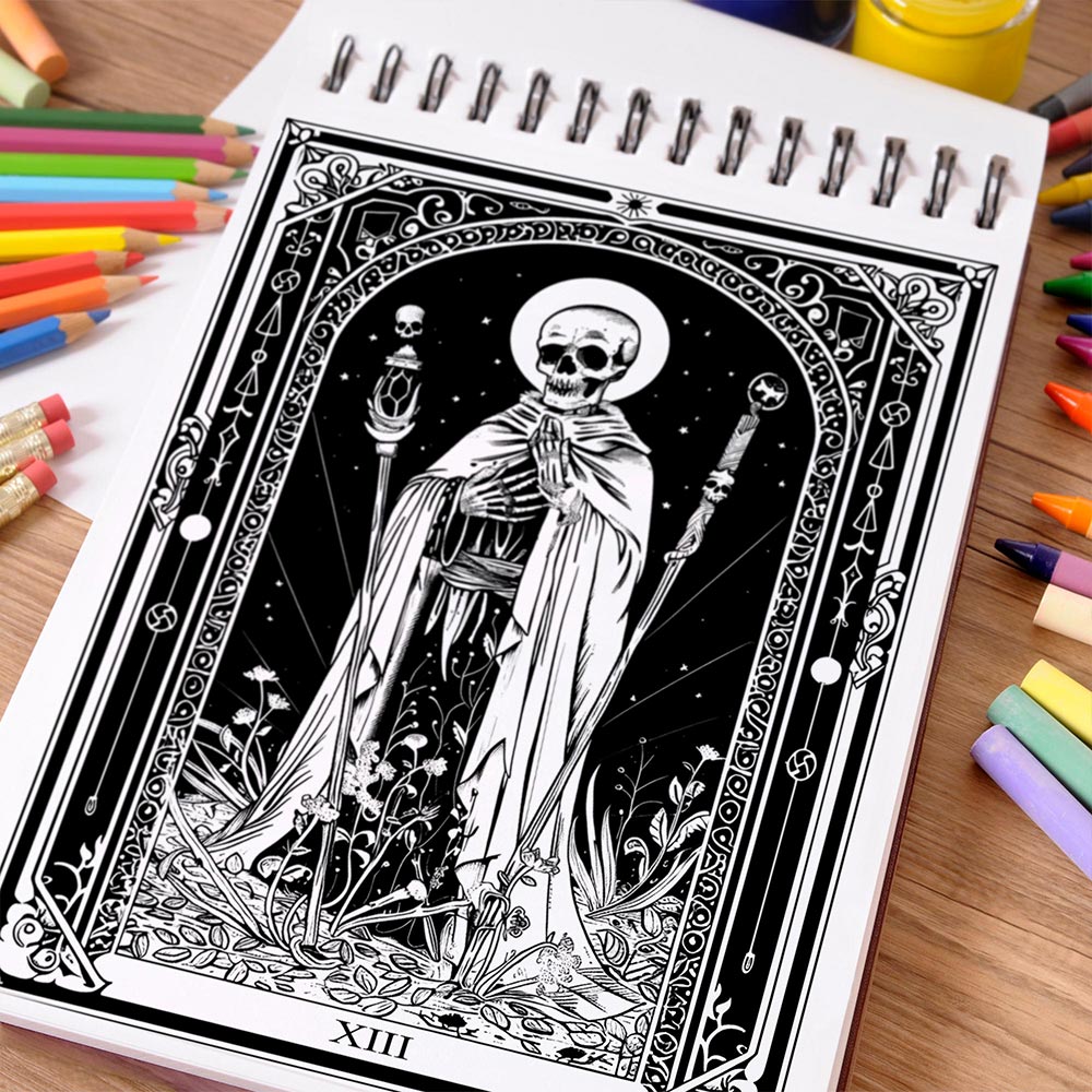 NETHOUSE Dark Art Tarot Coloring Book Spiral Bound For Adults