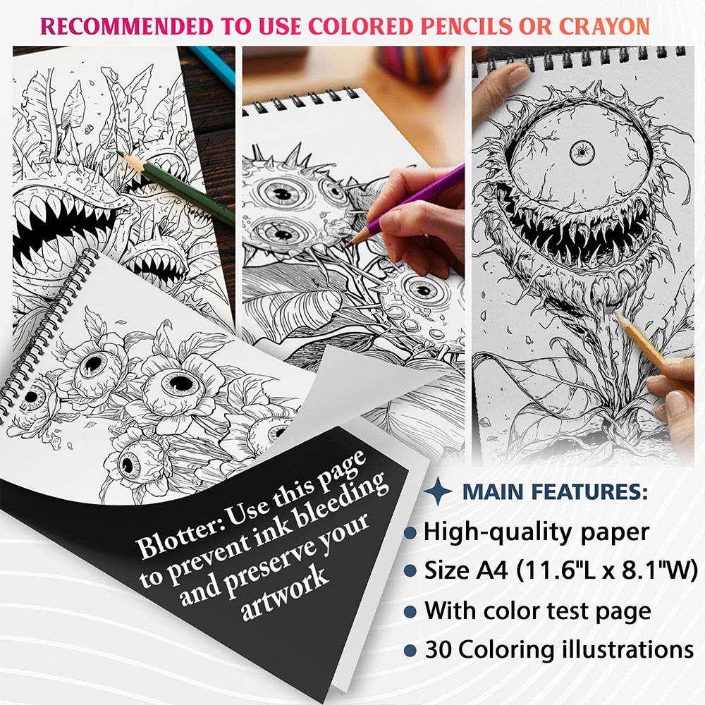 NETHOUSE Dark Botanical Horror Coloring Sheets For Adults