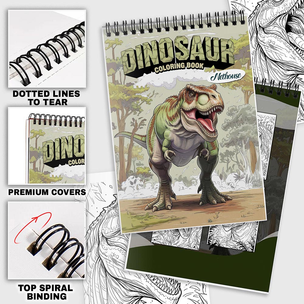 NETHOUSE Dinosaur Coloring Pages For Adults