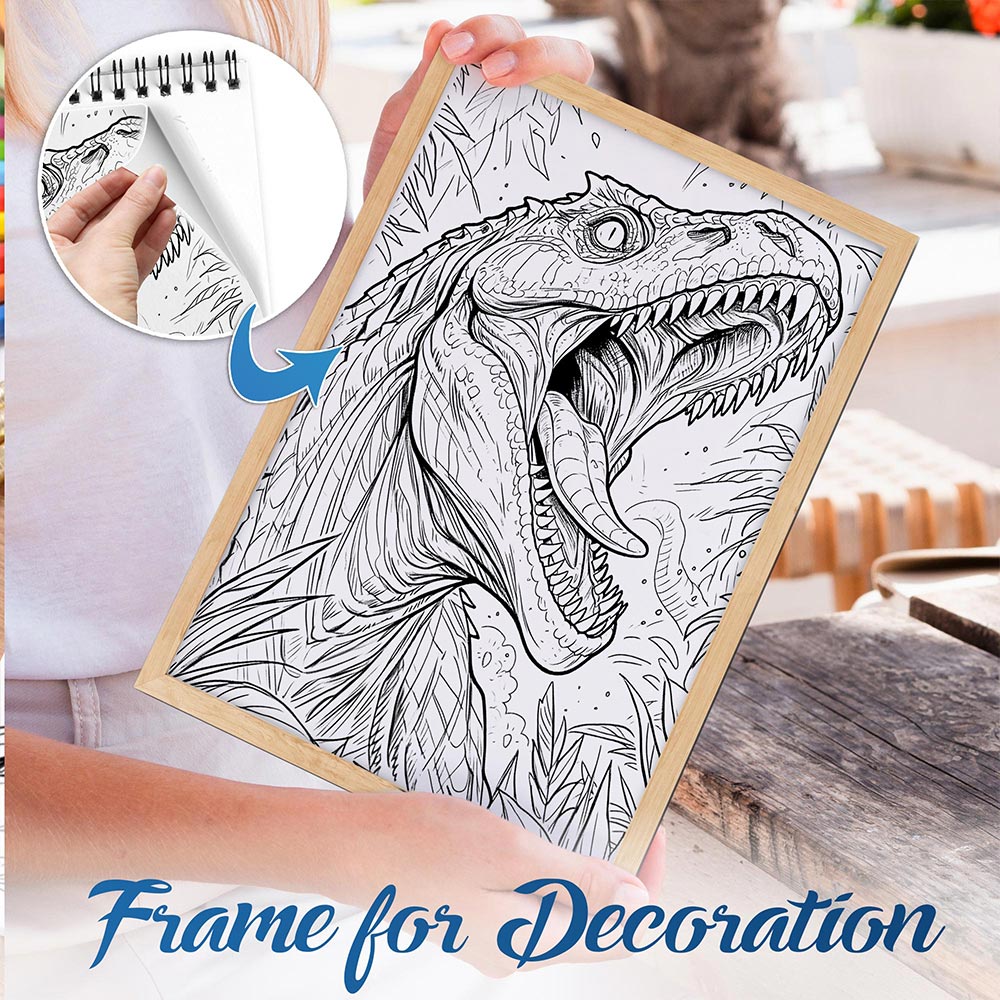 NETHOUSE Dinosaur Spiral Bound Coloring Book For Adults