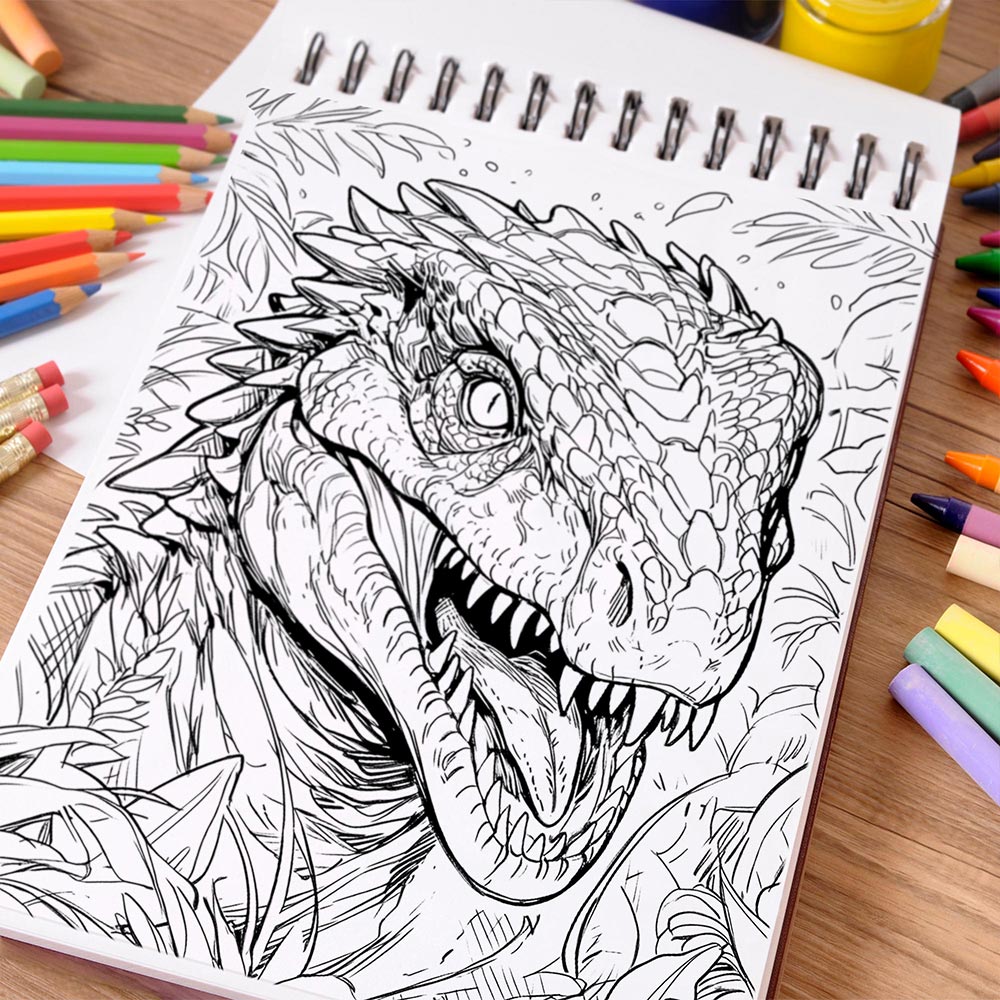 NETHOUSE Dinosaur Coloring Book Spiral Bound For Adults