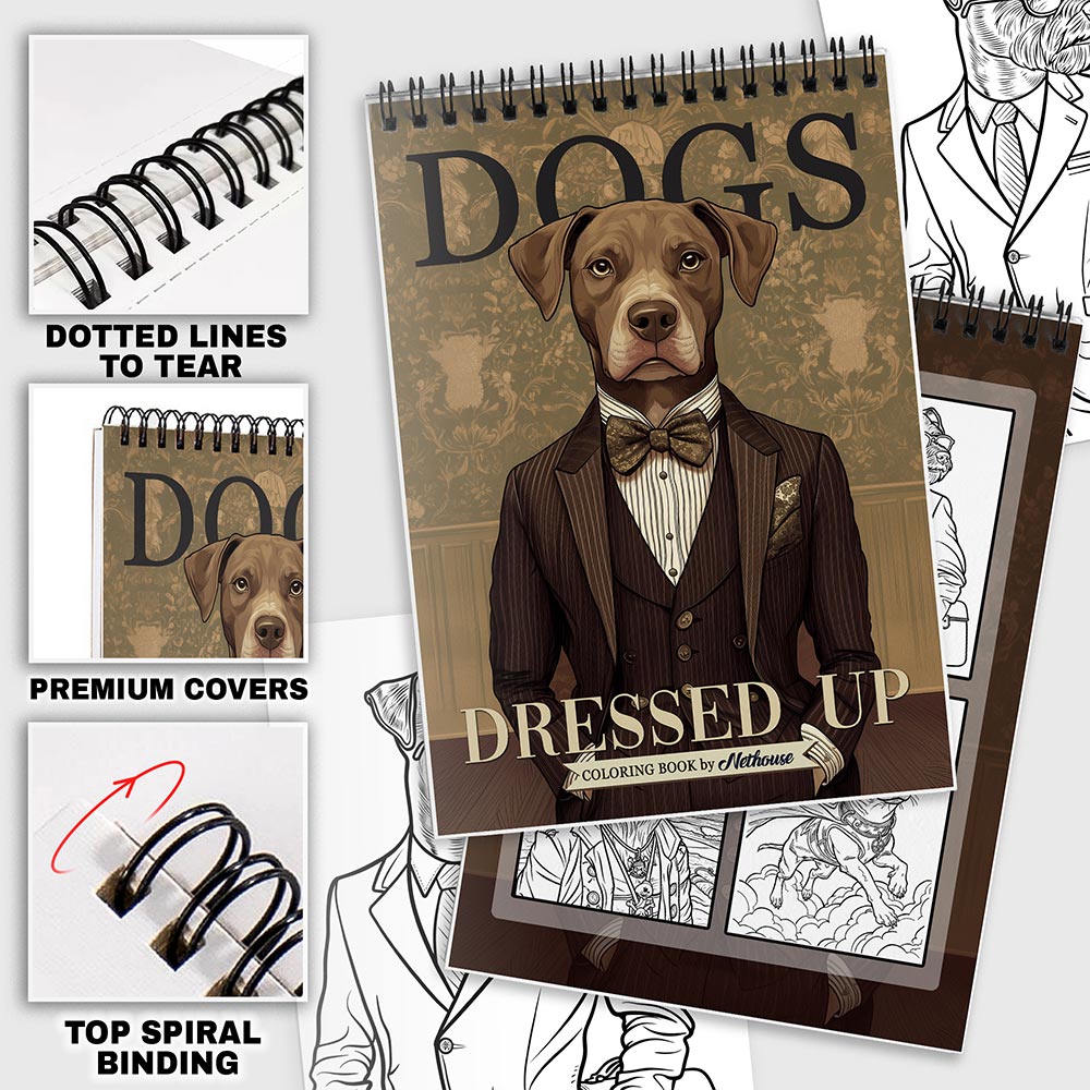NETHOUSE Dogs Dressed Up Coloring Pages For Adults