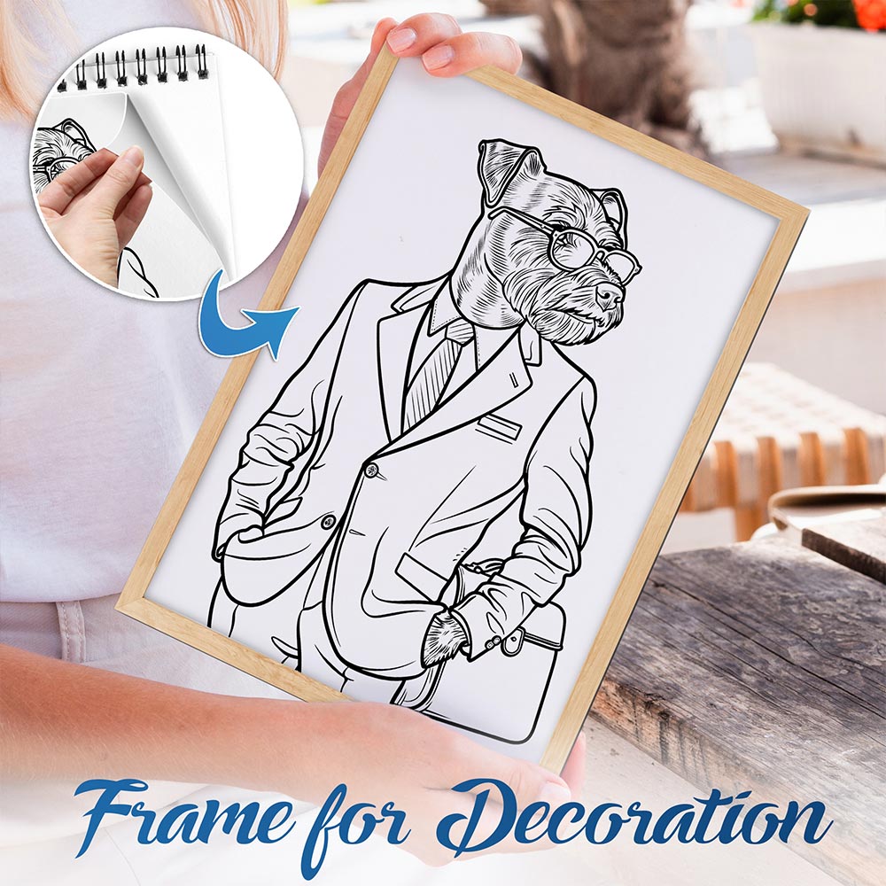 NETHOUSE Dogs Dressed Up Spiral Bound Coloring Book For Adults