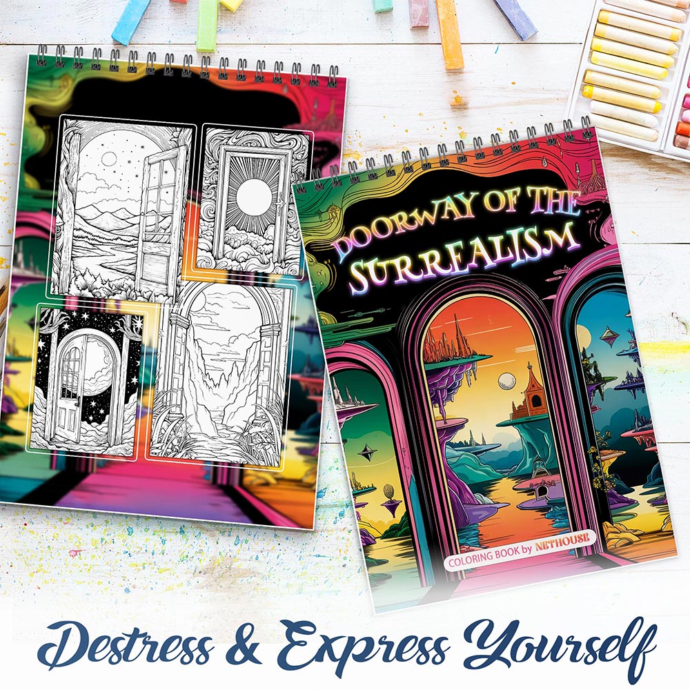 NETHOUSE Doorways of The Surrealism Spiral Coloring Book for Adults