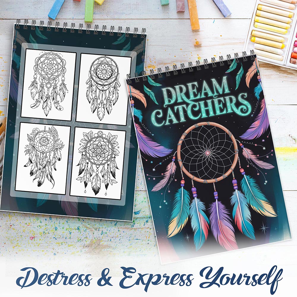 NETHOUSE Dream Catchers Spiral Coloring Book For Adults
