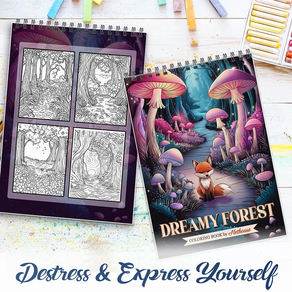 NETHOUSE Dreamy Forest Spiral Coloring Book For Adults