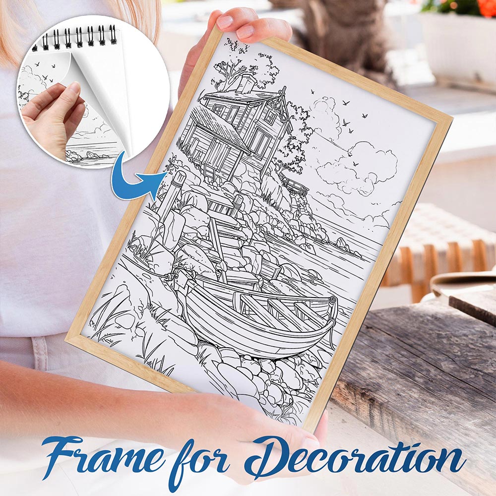 NETHOUSE Dreamy Landscapes House Spiral Bound Coloring Book For Adults