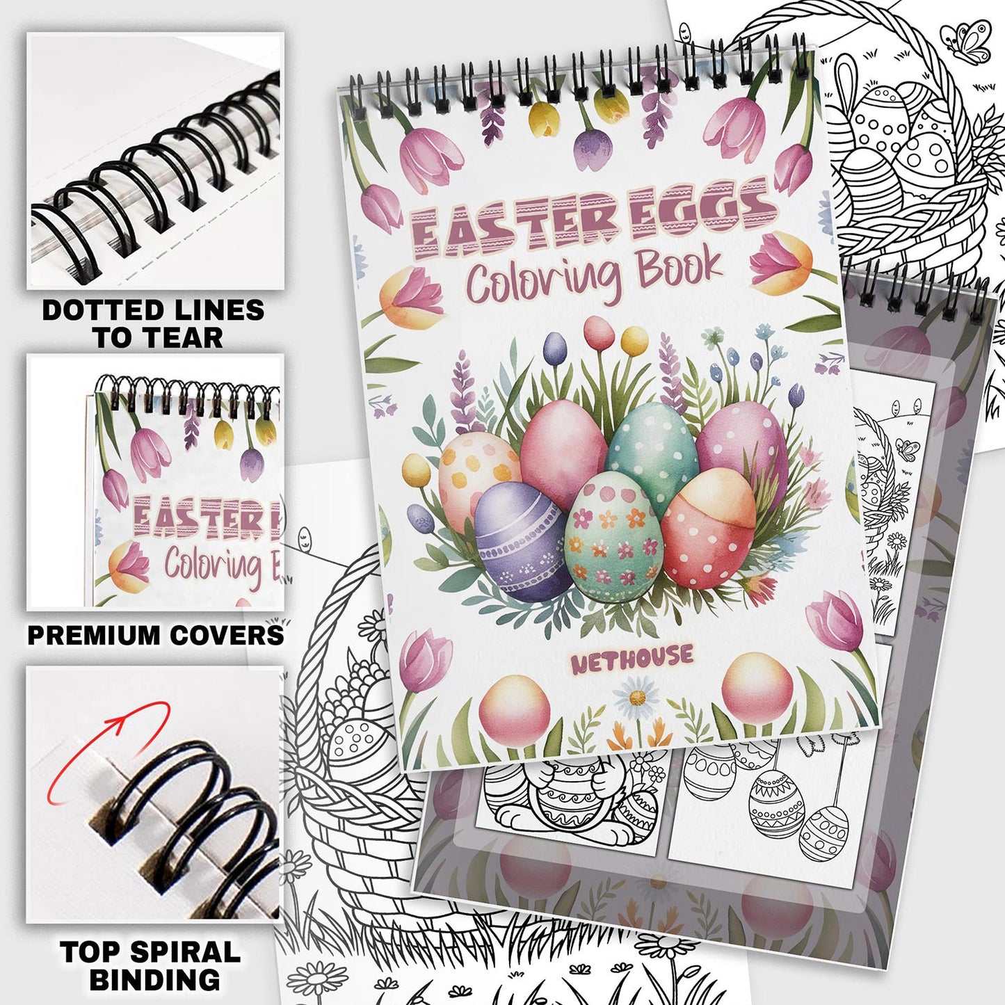 NETHOUSE Easter Eggs Coloring Pages For Adults