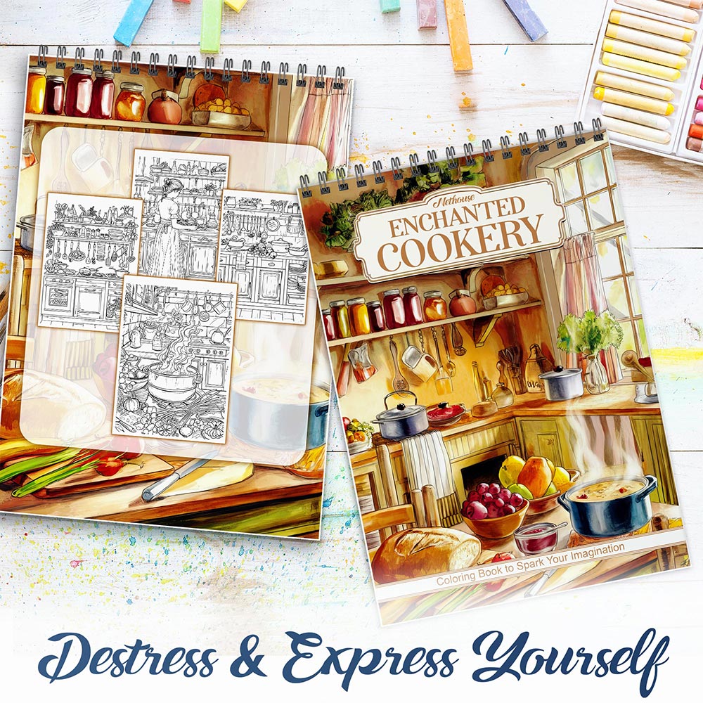 NETHOUSE Enchanted Cookery Spiral Coloring Book for Adults