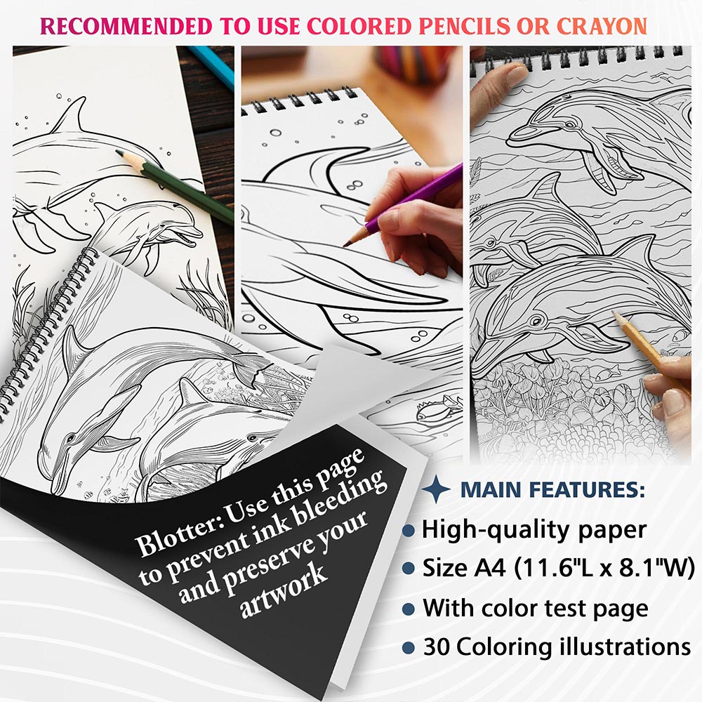 NETHOUSE Enchanted Dolphin Coloring Sheets For Adults