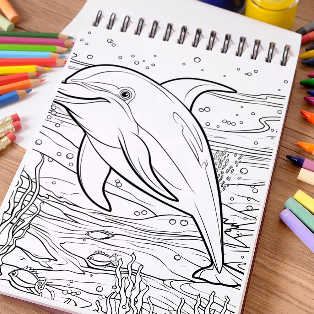 NETHOUSE Enchanted Dolphin Coloring Book Spiral Bound For Adults